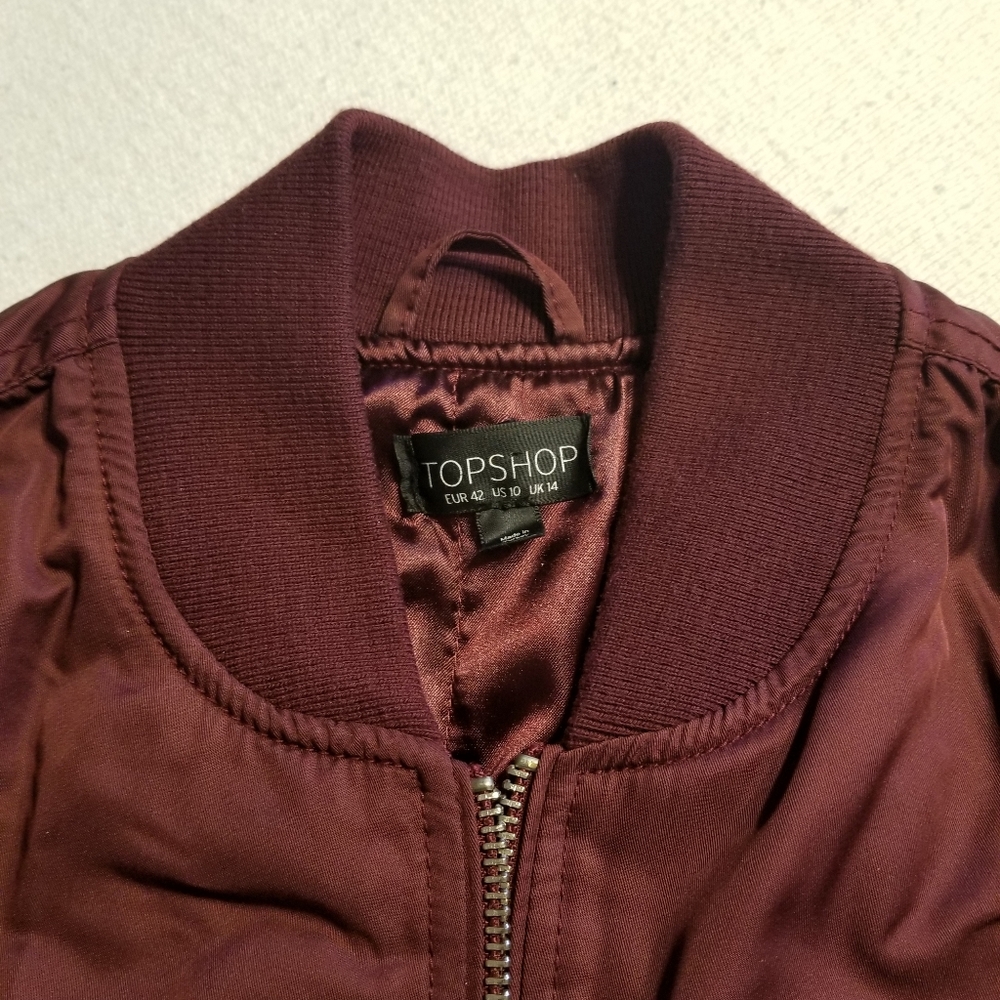 Topshop Bomber Jacket - Bordeaux